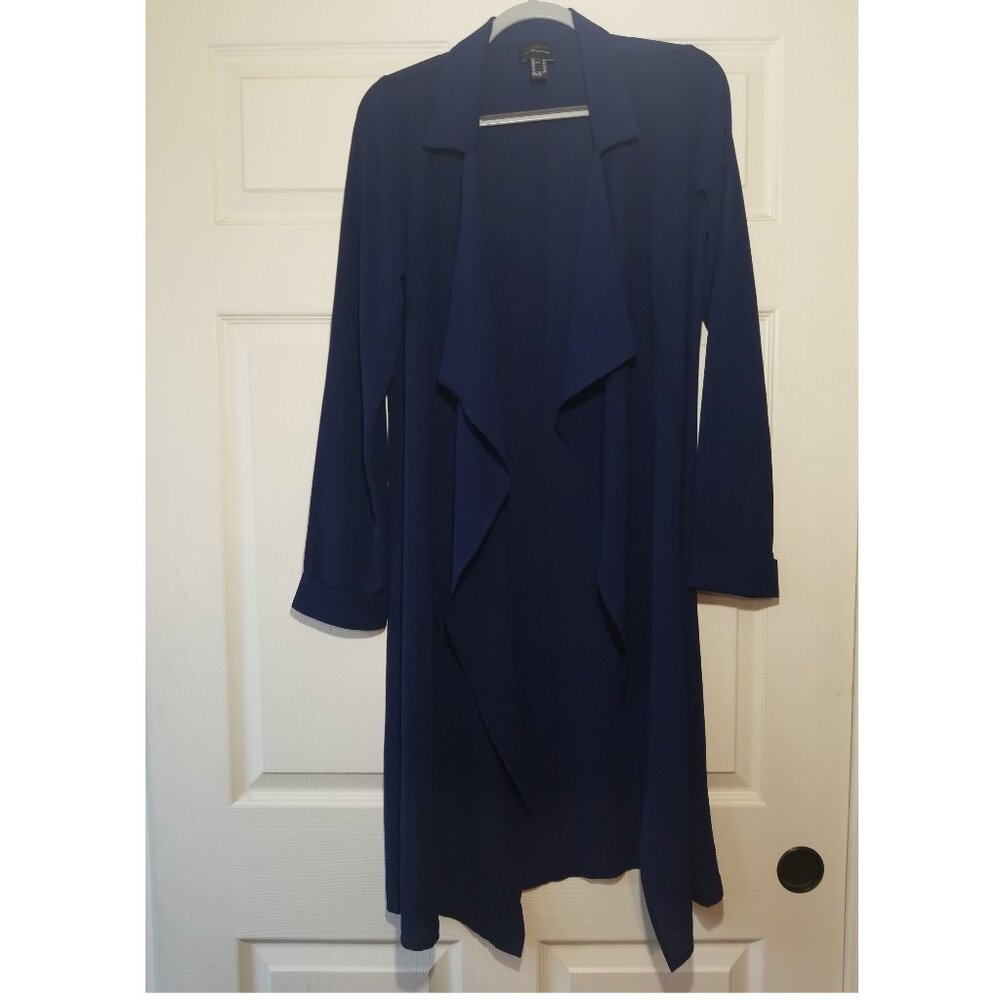 Long blue open flow jacket trench coat forever 21 size XS